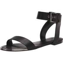 DKNY Women Flat Ankle Strap Sandals Tamara Size US 6M Black Calf Leather - £42.77 GBP