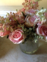 pink Silk Floral Arrangement Is Attached Within The Glass Of The Vase - $29.99