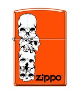 Zippo Lighter - Skulls Stacked With Logo Neon Orange - 853939 - $43.68 CAD