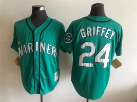 Men&#39;s Ken Griffey Jr. #24 Jersey Mariners Red Gray White Aqua Navy Uniform - $47.20