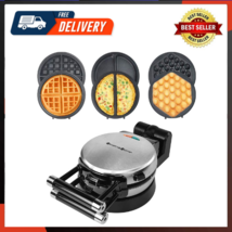 3-in-1 Waffle Omelet Egg Waffle Maker 3 Removable Nonstick Baking Plates, - £61.05 GBP