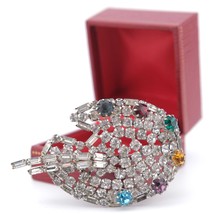 Vintage Rhinestone Artist Palette Brooch – Multicolor Crystal Pin - $689.38 MXN