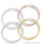40mmx1.5mm (1.6&quot;x0.06&quot;) .925 Sterling Silver Diamond-Cut Pave Tube Hoop ... - €28,44 EUR