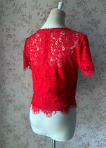 Red Lace Crop Top Outfit Women Custom Plus Size Crop Top Blouse for Wedding image 5