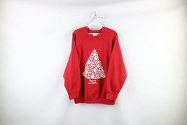 Vintage 90s Streetwear Womens 2X Faded Spell Out Christmas Tree Sweatshirt USA - £35.57 GBP
