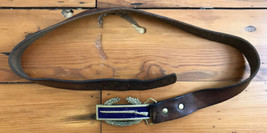 Vtg Baron Buckles Adjustable Brown Leather Belt Solid Brass Buckle 42 - £786.62 GBP