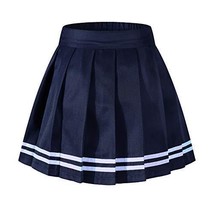 Beautifulfashionlife Women&#39;s High Waist Pleated School Uniform Costumes Dark Blu - £18.59 GBP