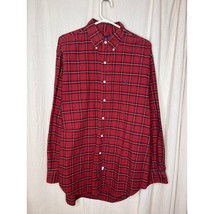 1990s Ralph Lauren Red Christmas Plaid Quiet Luxury Old Money Oxford Shi... - $28.00
