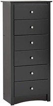 Prepac Sonoma 6 Drawer Tall Chest For Bedroom, 17.65&quot; D X 23.25&quot; W X 53&quot;, Black - £175.00 GBP