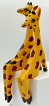 Vintage Wooden Giraffe Jeannis Franz Folk Art Set of 2 Sitting Giraffes ... - £46.85 GBP