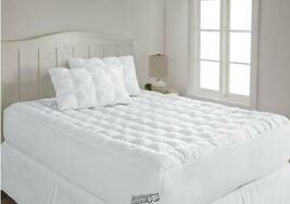Puff Pad Cotton Mattress KING White 200TC Polyester Bed Cover Topper 78x... - $531.33 MXN