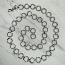 Open Hoop Silver Tone Metal Chain Link Belt Size Small S Medium M - £15.52 GBP