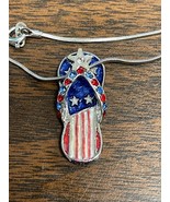 American Flag USA Flip Flop Beach Sandal Flower Charm Enamel Pendant Nec... - $12.90 CAD