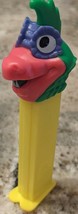 PEZ-a-Saurs Dinosaur Candy Dispenser Yellow Stem Pink/Green Head Purple Eyes - £3.96 GBP