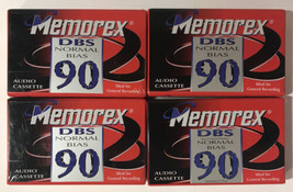 New Lot Of 4 Memorex DBS Normal Bias 90 Minute Blank Cassette Tapes - £6.68 GBP