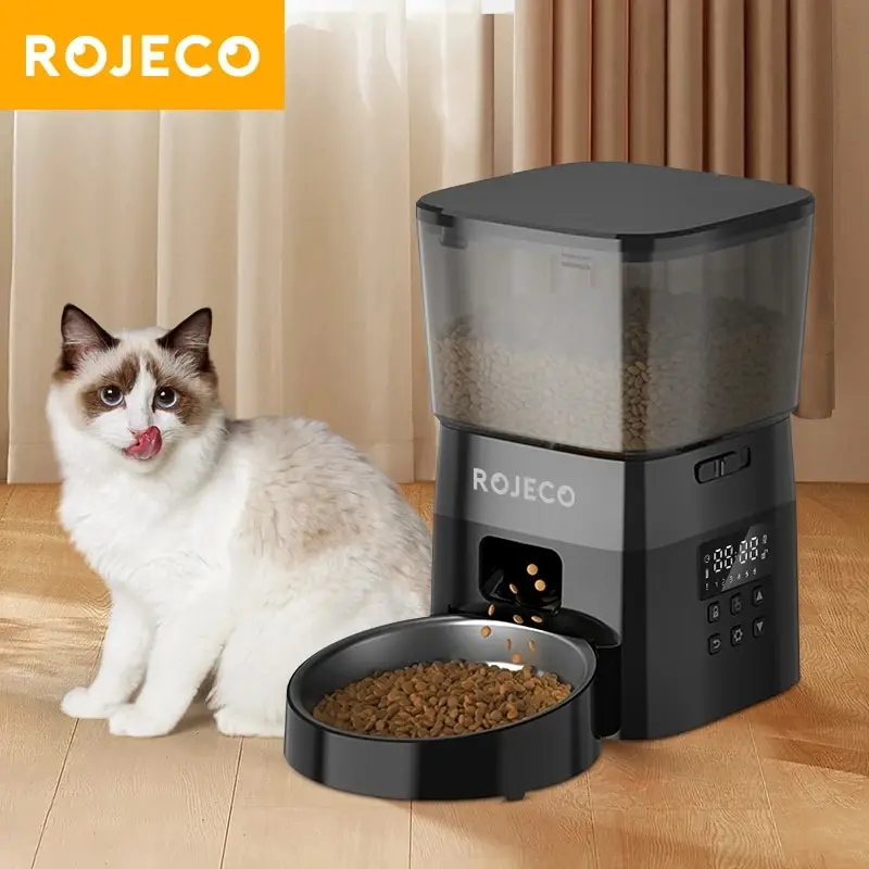 ROJECO Automatic Pet Feeder Button Version Auto Cat Food Dispenser Accessories S - £46.40 GBP+