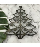 Vintage Made in Hong Kong Silverplated Christmas Tree Shaped Trivet Decor - $25.73
