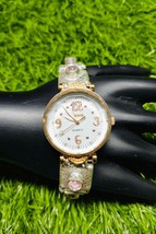 Vintage Quartz Watch for Women | Ornate Floral Silver Strap with Pink Ge... - $1,872.15 MXN