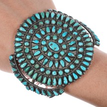 6 3/8&quot; 1940&#39;s Large Zuni sterling turquoise cluster cuff bracelet - $1,480.05