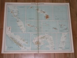 1922 Vintage Map Of Oc EAN Ia Pacific Islands Hawaii New Caledonia Samoa Tahiti - £21.81 GBP