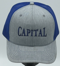 Adjustable Snapback Mesh Trucker Hat Cap Embroidered Capital Blue &amp; Gray - $12.55