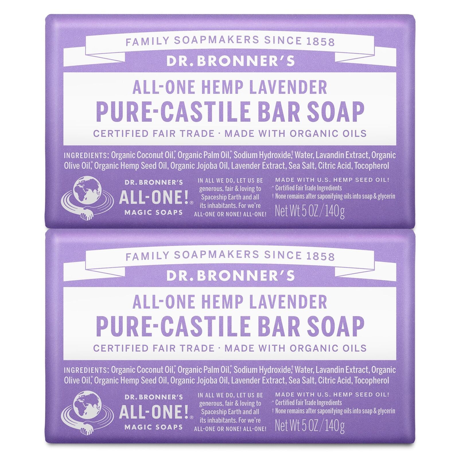 Dr. Bronner's Pure-Castile Bar Soap - Made with Regenerative Certified Orga