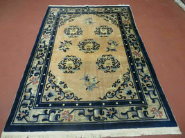 4&#39; X 6&#39; Antique Handmade Fine Knotted Peking Chinese Wool Rug Amiri Salmon - £391.95 GBP