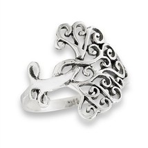 Bohemian Style Tree of Life Ring 925 Sterling Silver Norse Viking Yggdrasil Band - £23.88 GBP