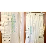 RARE ~ Da-Nang SOLDOUT!  White 100% Silk Cargo Embroidered Capris Shorts... - £103.66 GBP