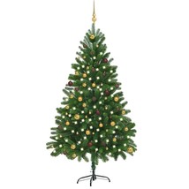 vidaXL Artificial Pre-lit Christmas Tree with Ball Set 82.7&quot; Green - £198.15 GBP