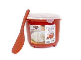 Microwave Rice Steamer Cooker BPA Free 2.6L Red - $14.35