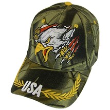 USA Men&#39;s Patriotic Screaming Eagle Adjustable Baseball Cap (Hunting Camo) - £11.82 GBP