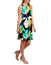 New Anne Klein Blue Yellow Floral Career Flare Dress Size L Size Xl $99 - £52.22 GBP