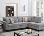 Upholstered Sectional Sofa With 4 Cushions, Modern Tufted Micro Cloth L-... - $2,038.99