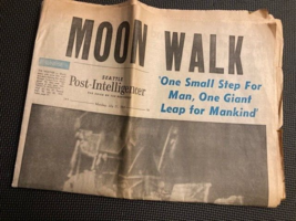 Seattle Post Intelligencer July 21, 1969 Moon Walk Neil Armstrong Buzz Aldrin - £10.47 GBP