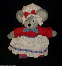 14&quot; Vintage Js International Red Dress Girl Mouse Stuffed Animal Plush Toy Big - £26.51 GBP