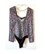 AFRM Nordstrom Floral Long Sleeve Bodysuit Black Multi Size XS NEW - $27.35 CAD