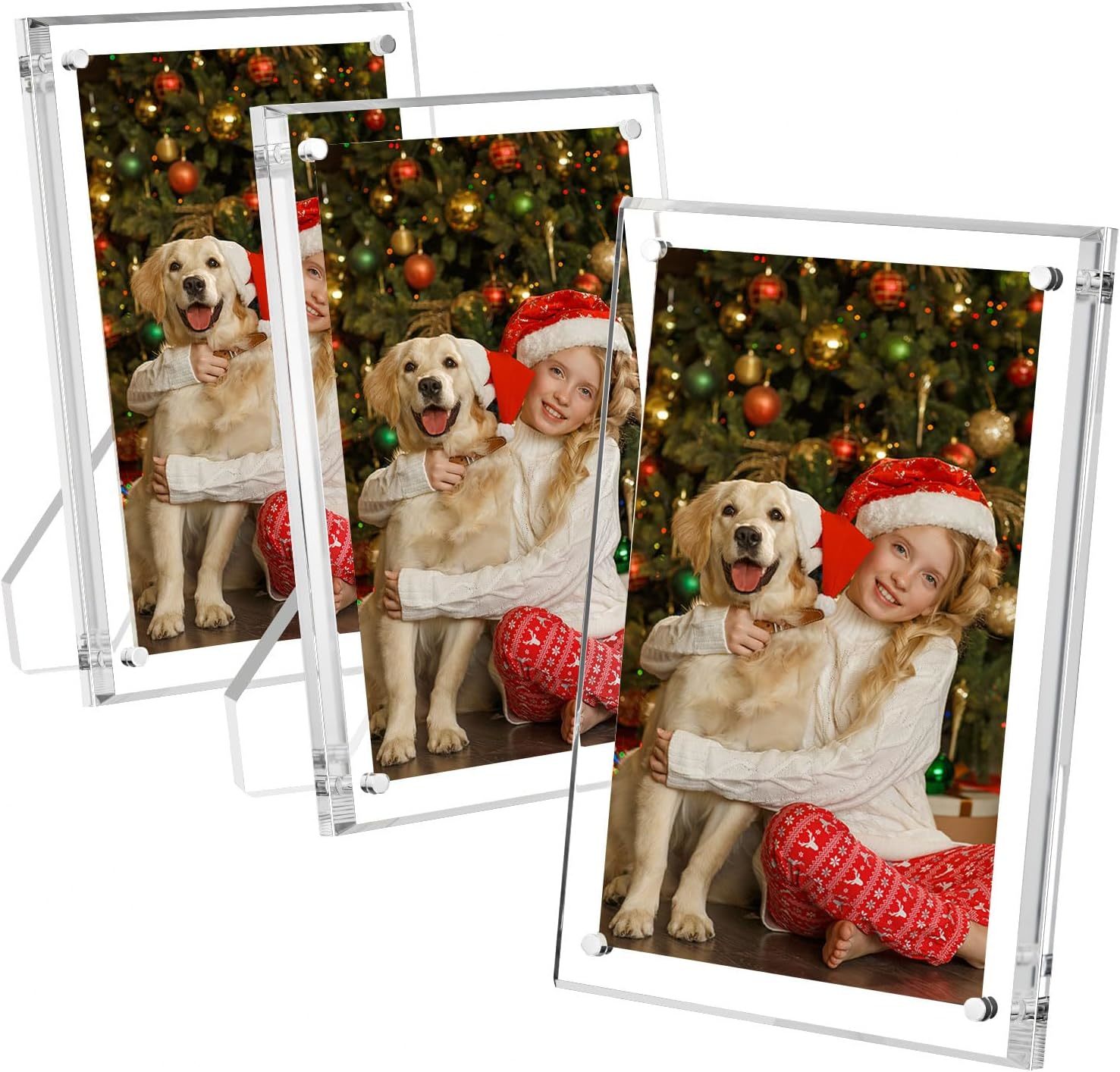 Primary image for 5x7 Acrylic Picture Frames 3 Pack Clear Picture Frames with Stand Magnetic Frame