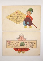 2 Vintage Dutch Children SMILE Postcards Posted B. Bergman 1913/14 Series 6108 - £10.06 GBP