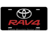 Toyota Rav 4 Inspired Art Red on Black FLAT Aluminum Novelty License Tag... - $17.99