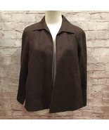 TALBOTS Petite Medium Irish Linen Blazer Jacket Open Front 3/4 Sleeve Da... - £30.67 GBP