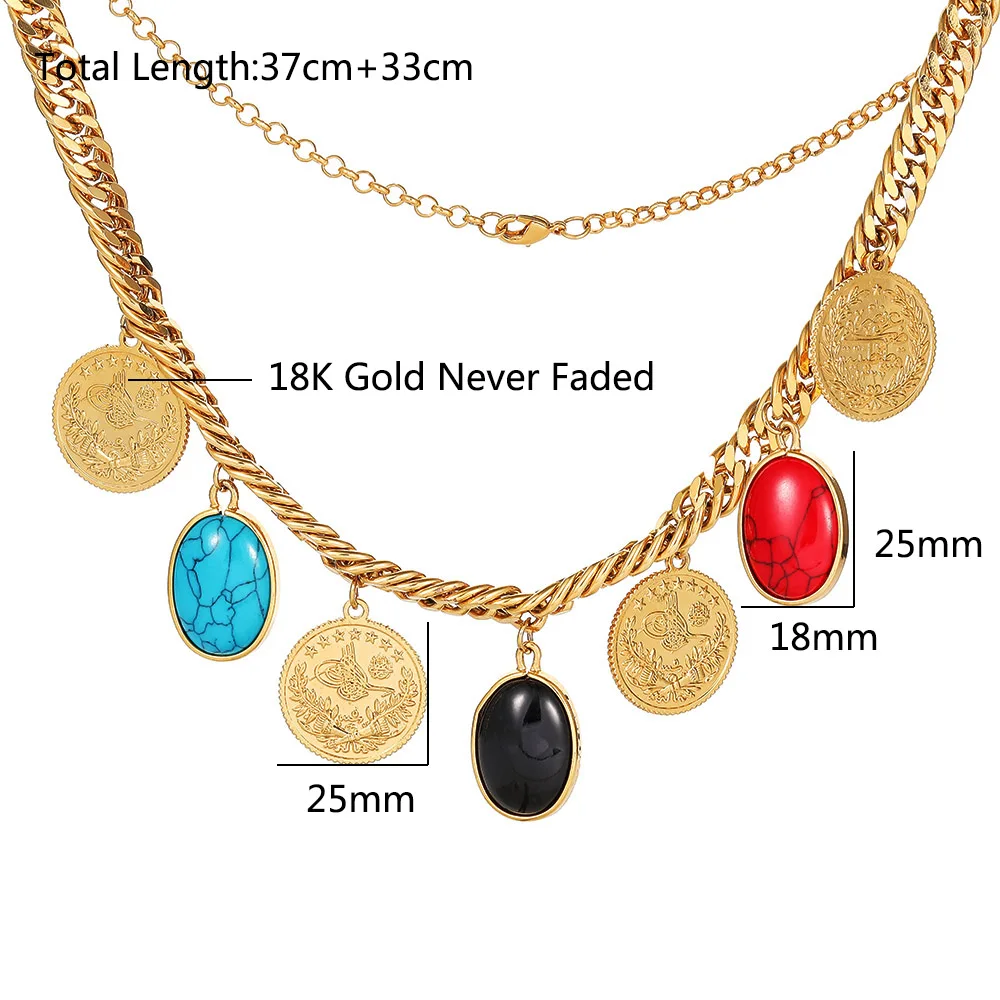 Turkey Coin Bracelet for Women Gold Color Turks Necklace Simgesi Osmanli Turasi  - £32.17 GBP
