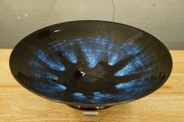 Studio Art Pottery Hand Thrown Cobalt Blue Flared Console Bowl Starburst... - $54.44