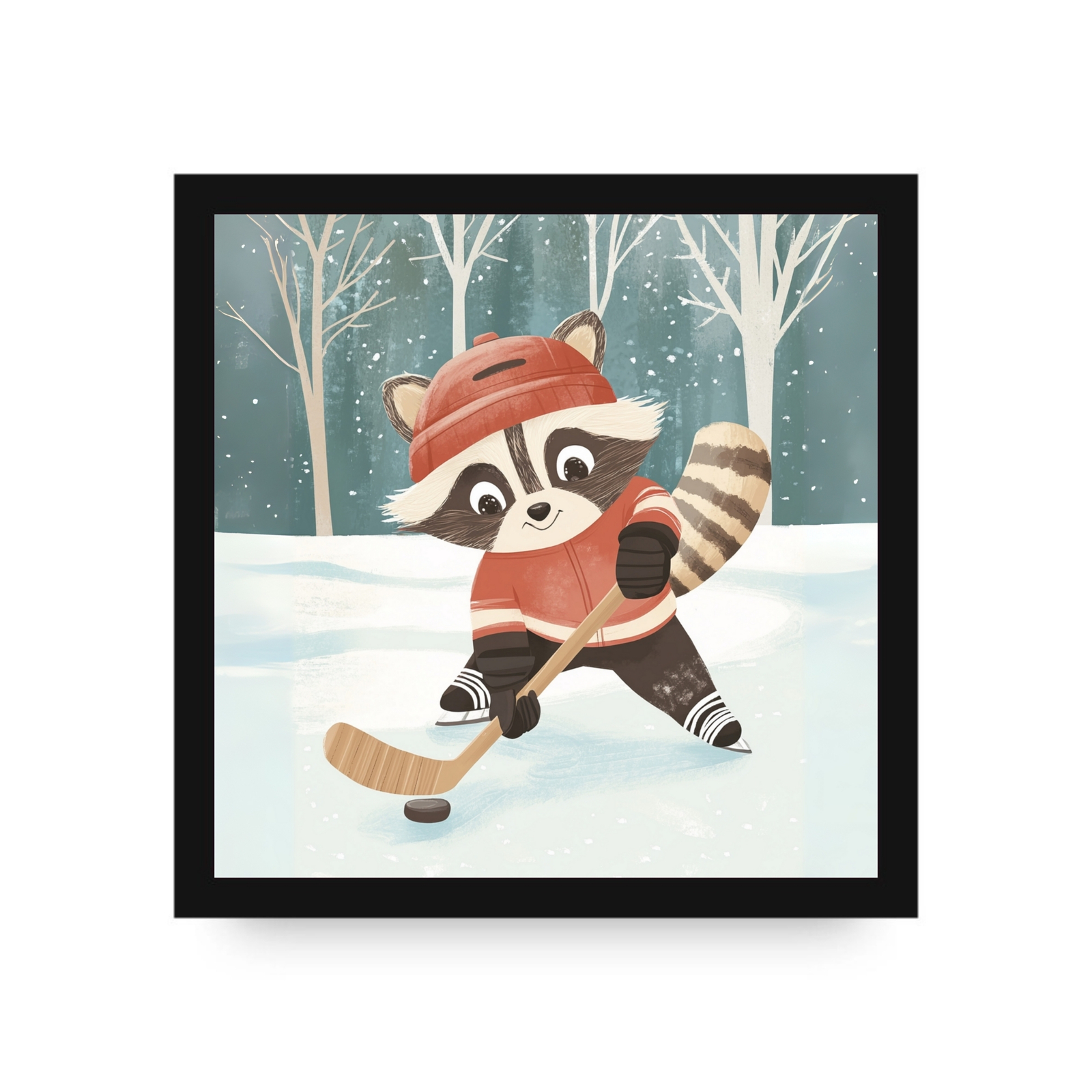 Riley the Ice Hockey Raccoon Canvas by Dancing Littles Jungle - $35.99+