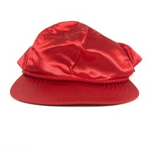 Vintage Red Stain Snapback Hat Lightweight Nylon Front Rope Flat Brim - £11.00 GBP