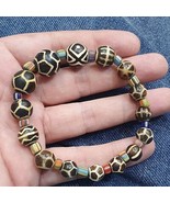 Bracciale con perle in legno pietrificato Pumtek pyu dell&#39;Asia meridionale - $111.95
