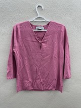 Womens Sag Harbor Pink 3/4 Sleeve V-Neck Shirt Size Large - $9.46