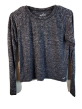 Hollister Tee Shirt Top Womens Small Black Gray Striped Knit Long Sleeve logo - £11.62 GBP