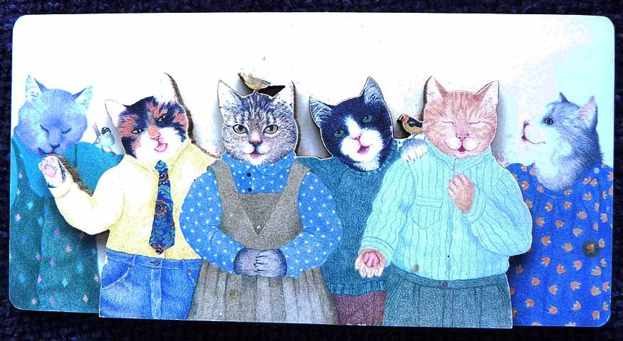 Dressed Cats with Birds  3D Refrigerator Magnet Vintage Styled by Paris Bottman  - $11.99