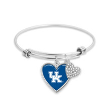 43430 Kentucky Wildcats Silver Amara Crystal Heart Silver Bangle Bracelet - $18.80